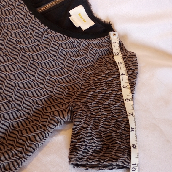 MAEVE Women's Grey Black Eyelash Trim Hem Empire Waist Midi Short Sleeve Zip XXS - Picture 12 of 15